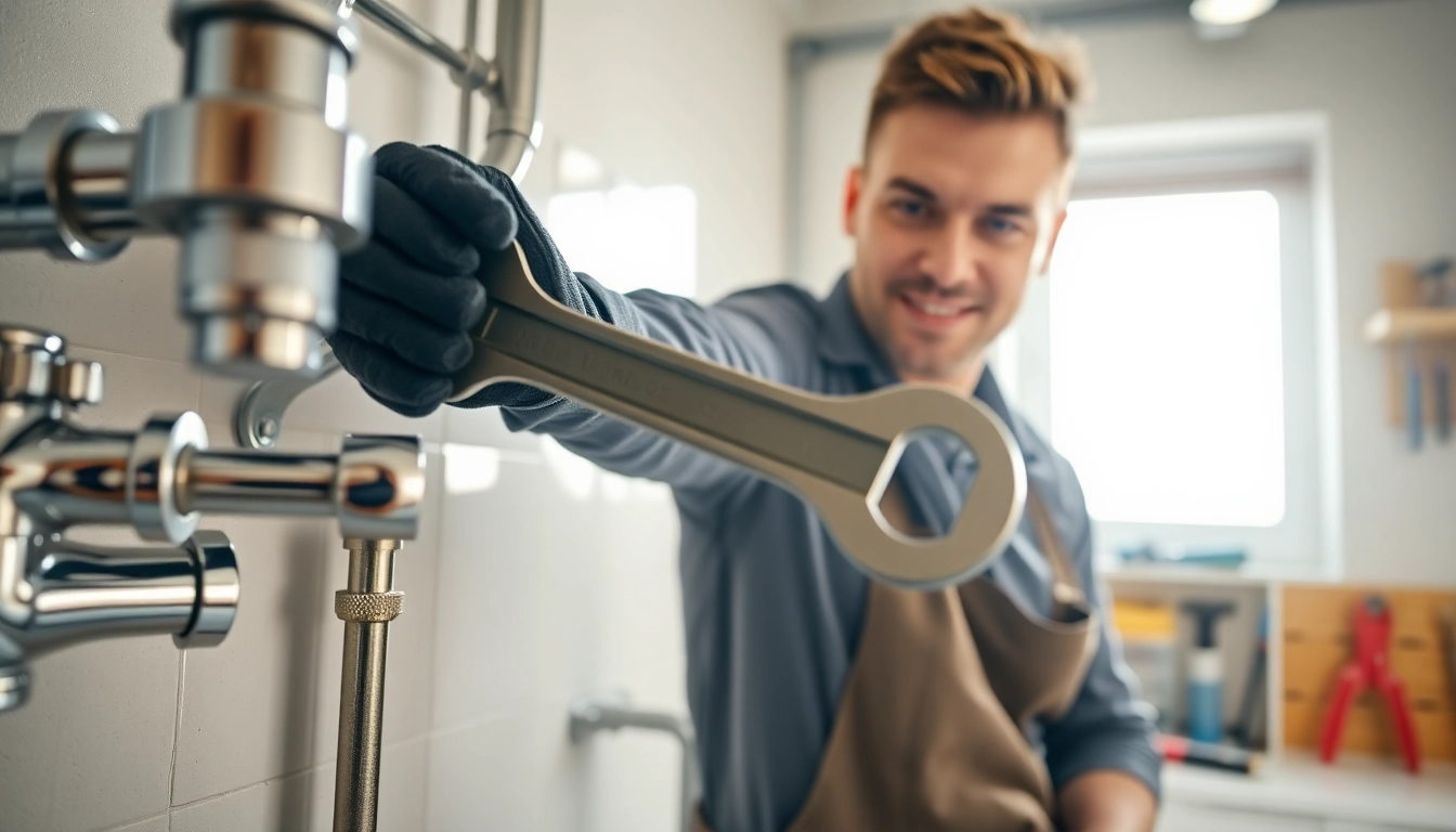 Experienced plumber near me repairing pipes in a well-lit home environment.