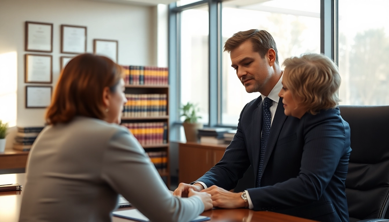 Sarasota injury lawyer consulting a client in a professional office setting