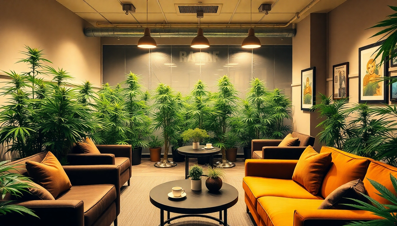 Besucher im cannabis club hamburg entspannen in einem einladenden Ambiente.