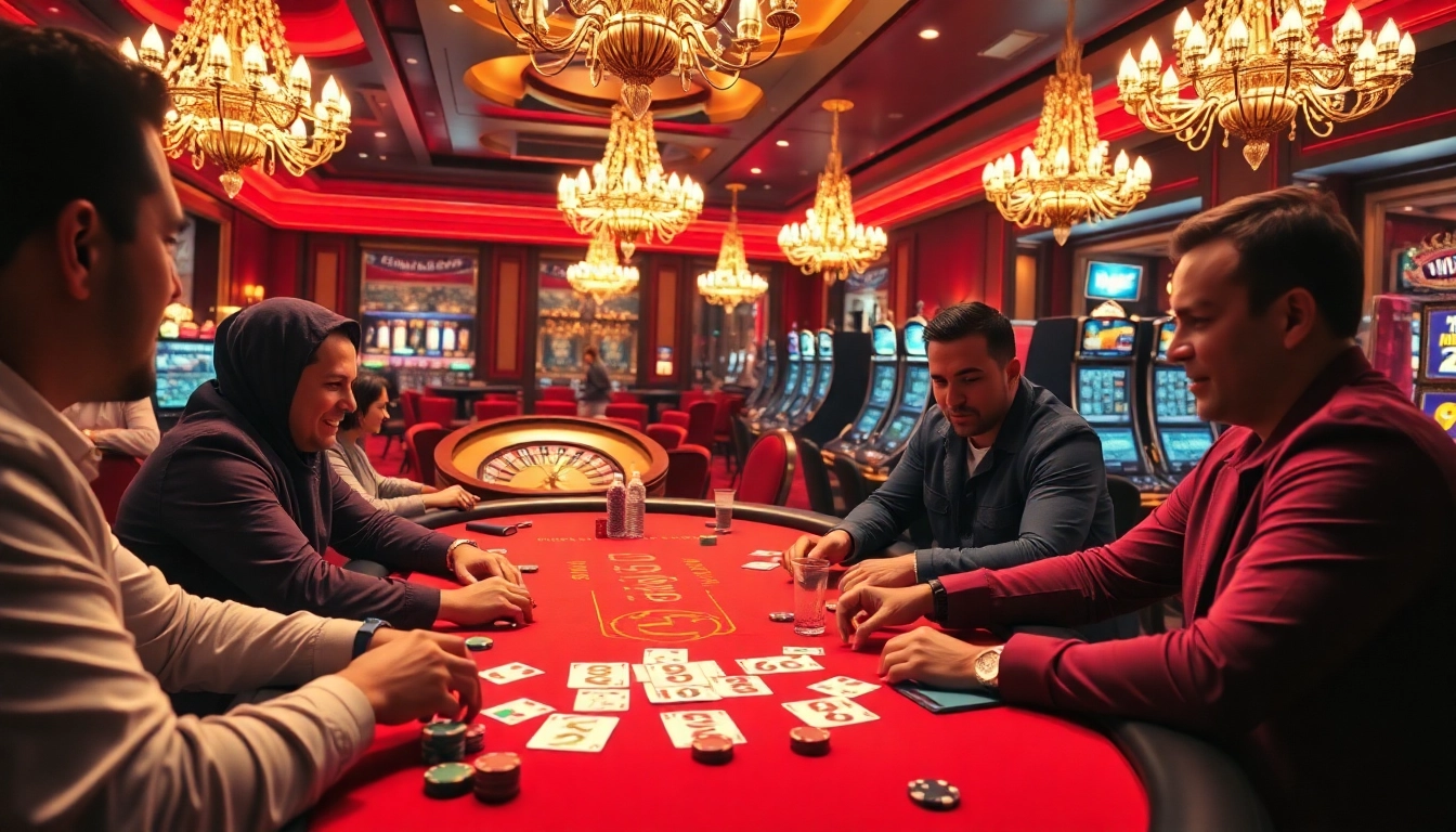 Players engaging in high-stakes poker at a luxury casino setting, inspired by https://whycazino.com/.