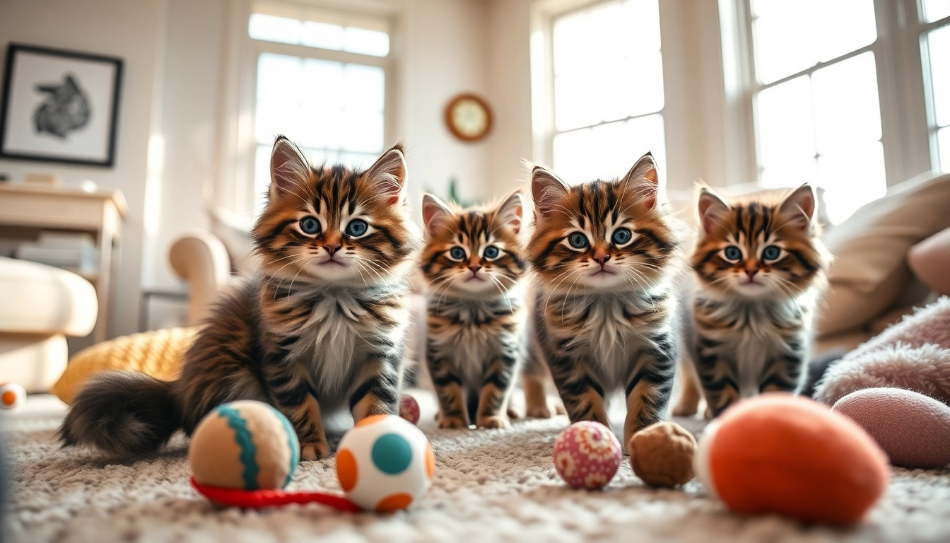 Maine Coon kittens for sale San Francisco playing in a cozy living room with natural light.