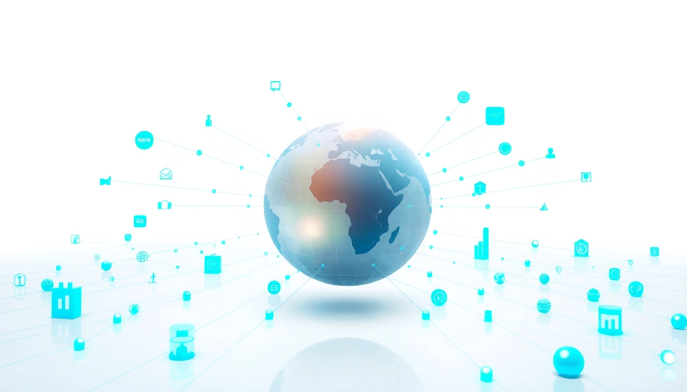 Visualize information connectivity through a globe, representing knowledge expansion.