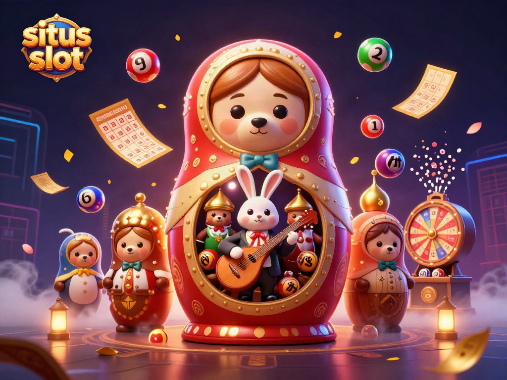 Engage in situs slot gaming with vibrant bears and lively lottery elements showcased dynamically.