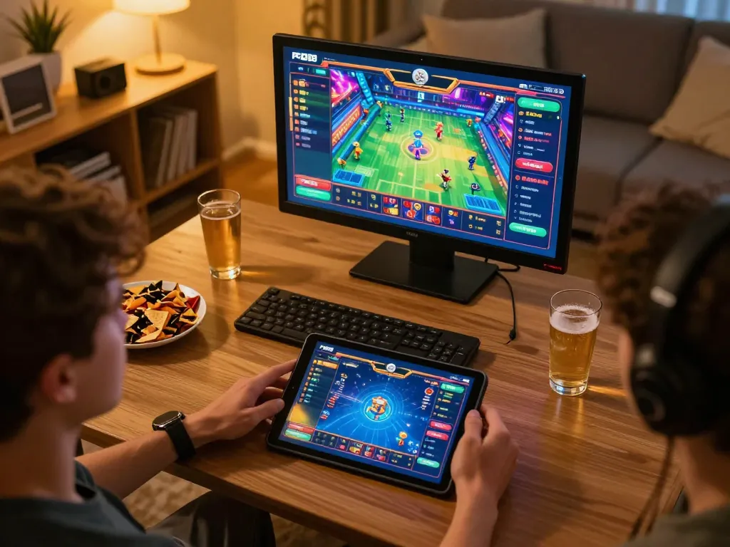 Engaging gameplay on PG88 tablet interface in a cozy gaming environment