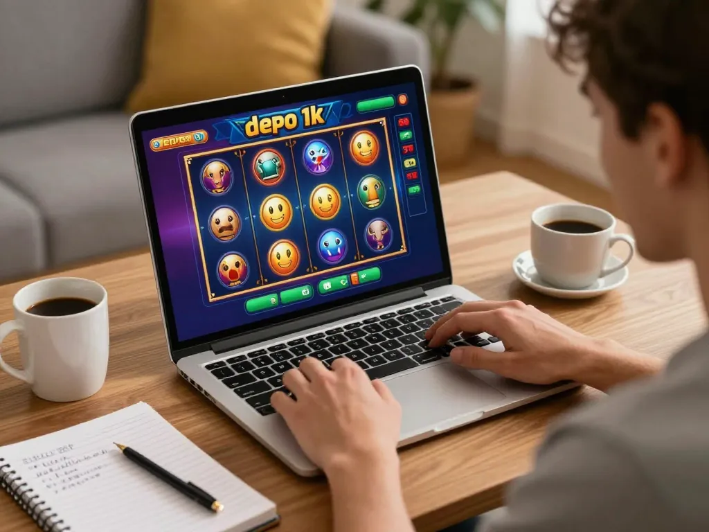Permainan menarik dari slot depo 1k di pengaturan rumah yang nyaman dengan pencahayaan hangat.