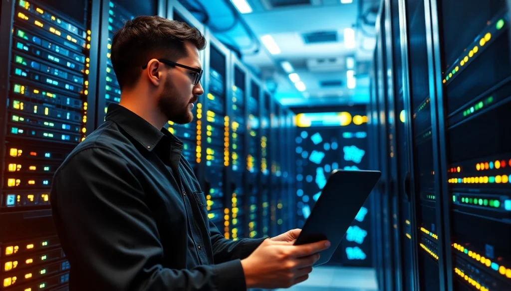 Optimize server management with a professional IT technician in a modern data center environment.