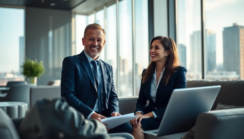 Engaged client meeting with a financial advisor San Antonio in a modern office setting.