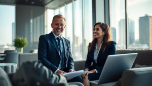 Engaged client meeting with a financial advisor San Antonio in a modern office setting.