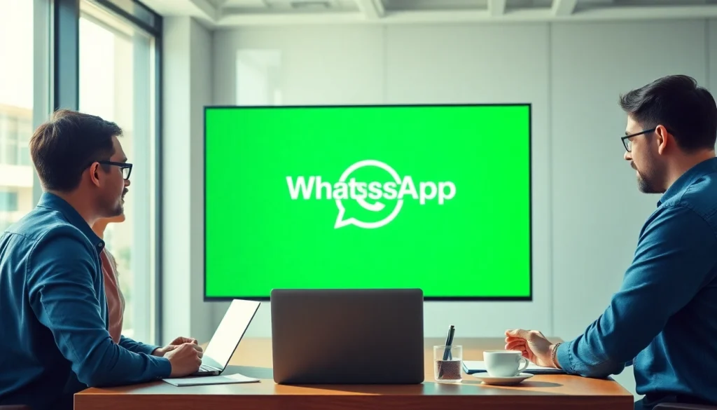 Showcasing WhatsApp API integration process in a collaborative office environment.
