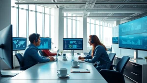 Delivering exceptional IT Support for Businesses through collaboration in a modern office setting.