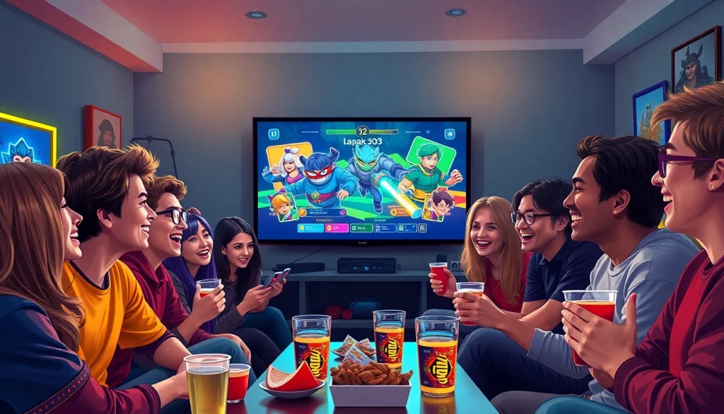 Permainan lapak303 game dengan sekelompok teman sedang bermain bersama di ruang yang nyaman.