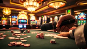 Capture the thrill of gambling with MV 88 microphone at a vibrant casino table.