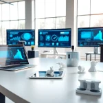 Enhance your understanding of Technology with a vibrant modern workspace showcasing innovative tools.