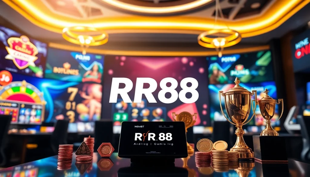Engaging visual depicting Nhà Cái RR88's premier online gaming experience with modern interface and vibrant graphics.