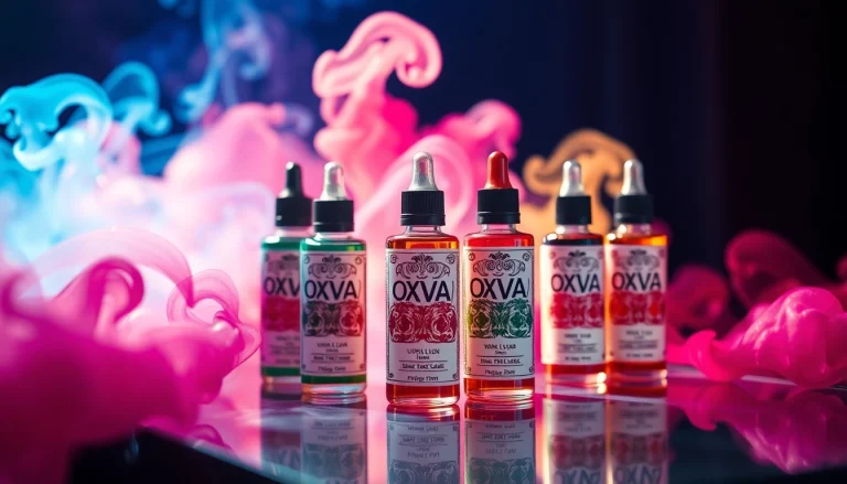 Oxva Liquid Flasche mit buntem Rauch in entspannter Umgebung präsentieren.