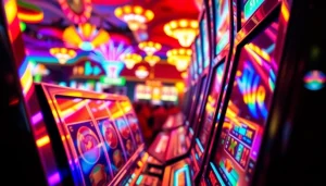 Mendapatkan jackpot di slot mesin dengan desain menawan dan warna cerah.