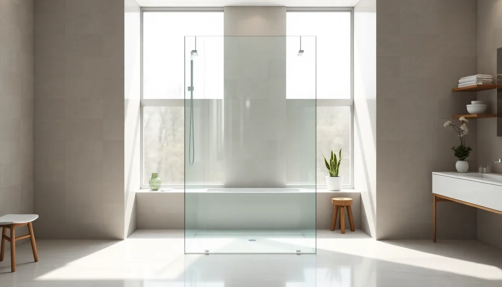 Admire la paroi de douche en verre élégante et moderne dans une salle de bain lumineuse.