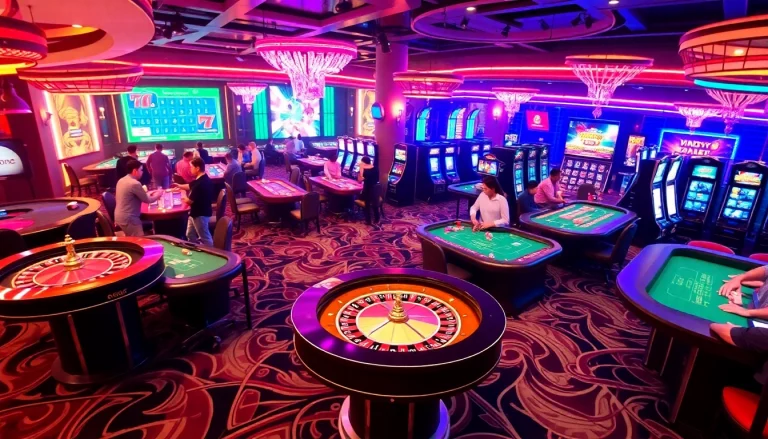 Exciting casino experience at KJC AC 2 with poker tables and slot machines.