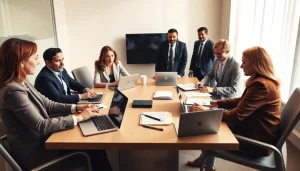 M&A & incorporation lawyers Gurgaon collaborating in a professional office setting, showcasing teamwork and legal expertise.