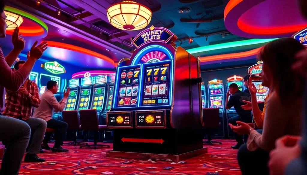 Menggairahkan pengalaman slot gacor dengan mesin slot berwarna-warni di kasino yang ramai.