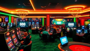 888new online casino experience showcasing vibrant gaming with a secure atmosphere.