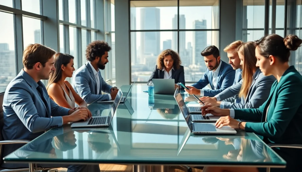 Engaging professionals digital meeting, promoting Buy LinkedIn Profiles effectively.