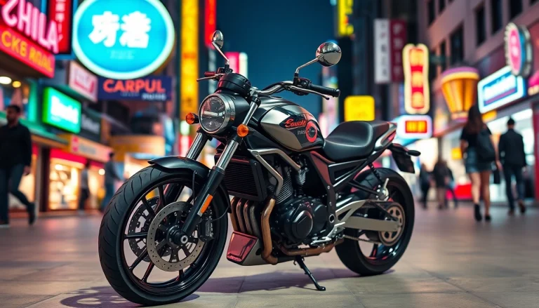 Verkauf von Keeway Motorrädern mit modernem Design in belebter Stadtumgebung