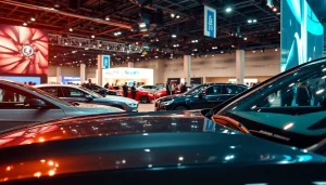 Engaging view of the Auto Cars Show featuring a variety of new car models and technology.