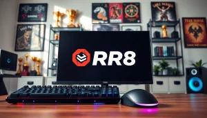 Showcasing the RR88 gaming setup with a modern desk, RGB lighting, and stylish décor.