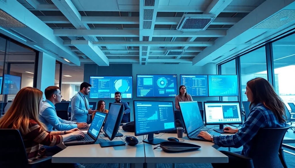 Professional IT Support Tampa team collaborating in a modern office environment with advanced technology.