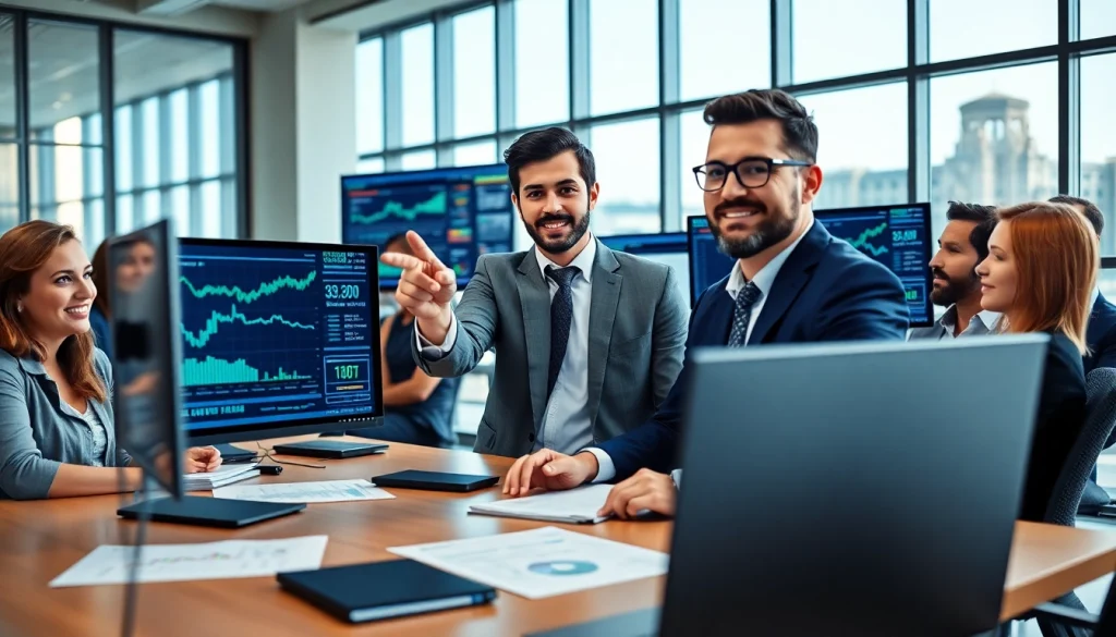 Accountants working together in a professional setting focusing on crypto accounting firm tasks.