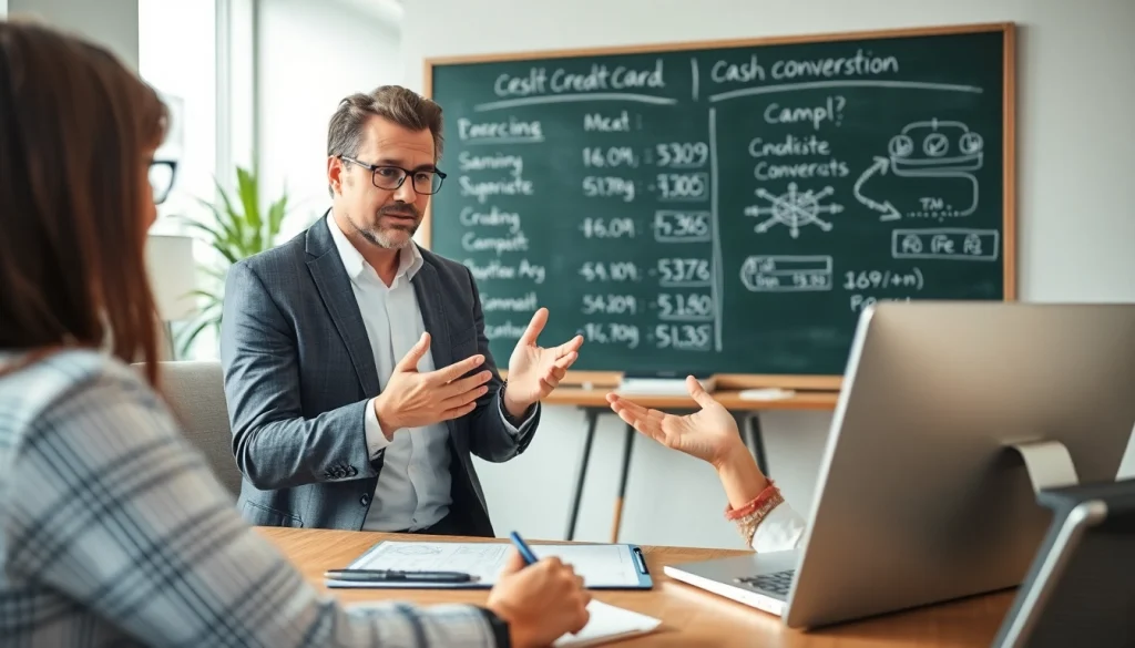 신용카드 현금화 전략을 설명하는 전문가와 함께하는 비즈니스 환경