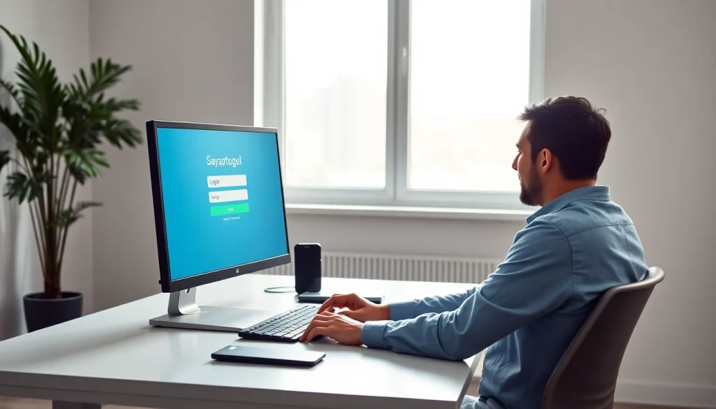 Mengakses sayaptogel login dengan nyaman di ruang kerja modern yang tenang.