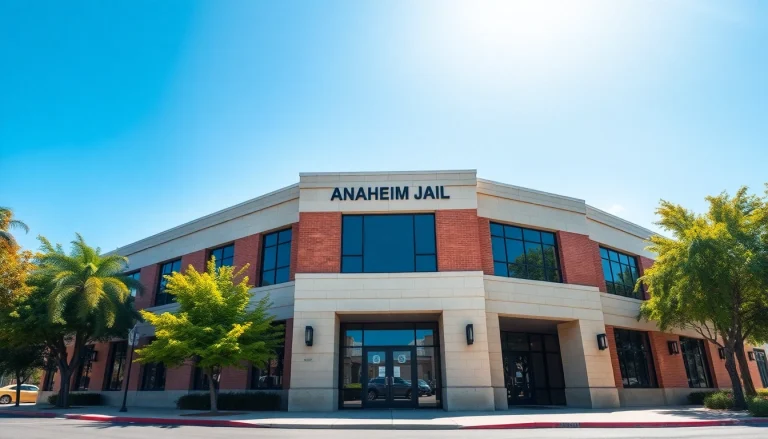 View of Anaheim Jail police station showcasing its inviting structure and surroundings.