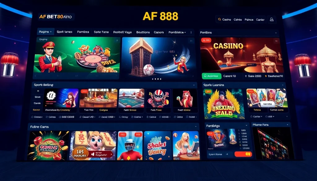 Engaging online casino interface of af88.com showcasing diverse gaming options in a user-friendly design.