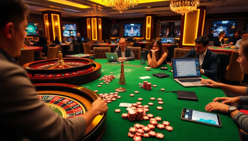 Engaging in exhilarating gameplay at i9bet online casino with vibrant roulette and poker elements.
