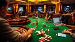 Engaging in exhilarating gameplay at i9bet online casino with vibrant roulette and poker elements.