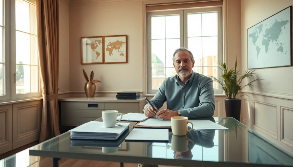 Traducteur professionnel en action à Lille, dans une ambiance certifiée avec des documents et des certificats.