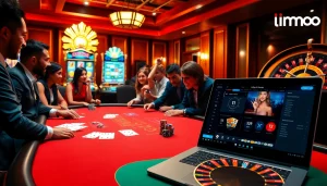 Experience high-stakes excitement at the link mmoo poker table featuring colorful chips and elegant cards.