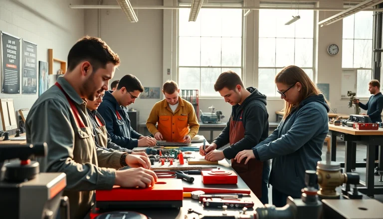 Students learning practical skills at a Trade School In Tennessee classroom with modern equipment.