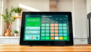Use this calorie calculator on a modern touchscreen to track daily caloric intake.