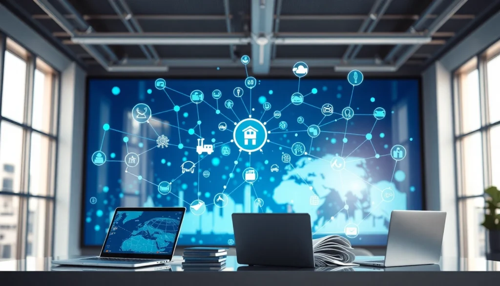 Nuvelios.org 정보 플랫폼에서 여행 아이콘과 디지털 연결망을 보여주는 이미지