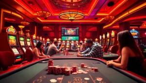 Experience vibrant gameplay at https://uu88ae.com/ featuring casino tables and excited players.