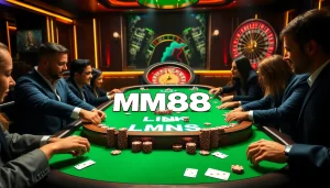 Experience the excitement of winning at MM88 LINK poker tables amidst vibrant casino games.