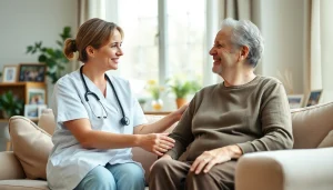 Providing compassionate senior care austin tx, a caregiver engages with a happy client in a cozy environment.