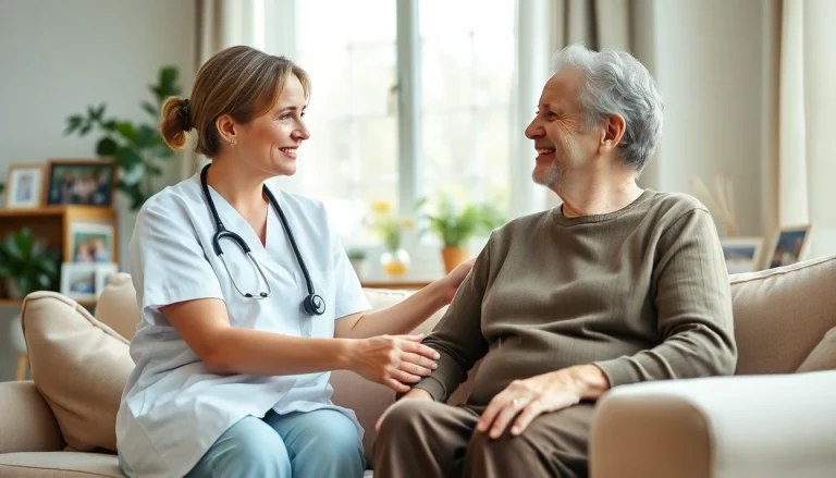 Providing compassionate senior care austin tx, a caregiver engages with a happy client in a cozy environment.