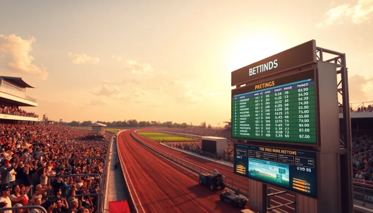 Experience sports betting in British Columbia at a vibrant racetrack bustling with fans cheering on their favorite teams.