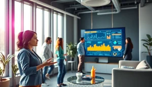 Team collaborating on innovative ai startup strategies in a modern office.