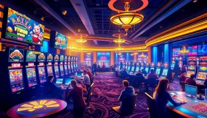 Exciting online gaming scene at 78winbiz.com featuring players and vibrant casino elements