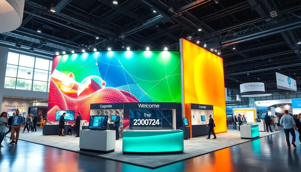 Engage visitors with a modern trade show booth showcasing innovative displays and designs.